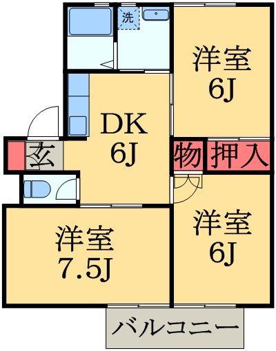 ハイツヤマダ(3DK/1階)の間取り写真