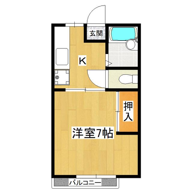 サンライフ西B棟(1K/1階)の間取り写真