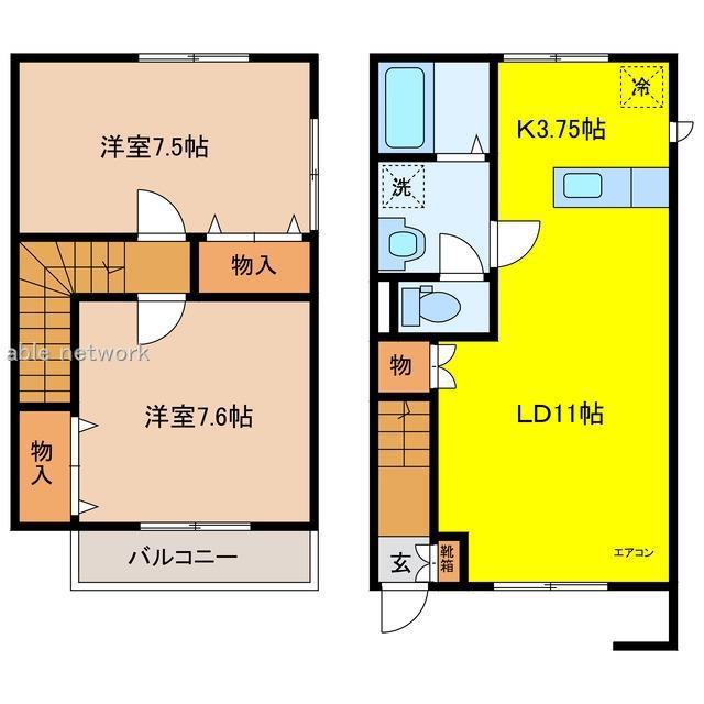グランビア紫竹(2LDK/1階)の間取り写真