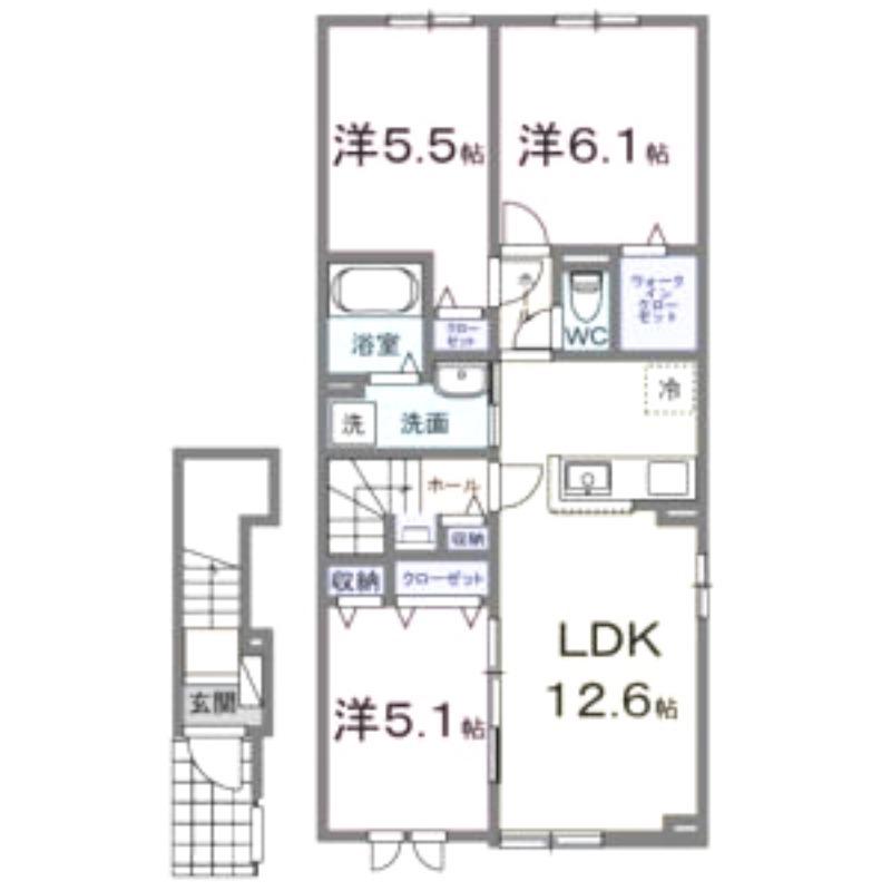 インテルノ イースト(3LDK/2階)の間取り写真