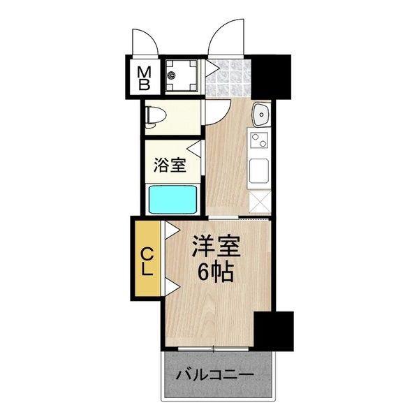CITY SPIRE布施(1K/8階)の間取り写真