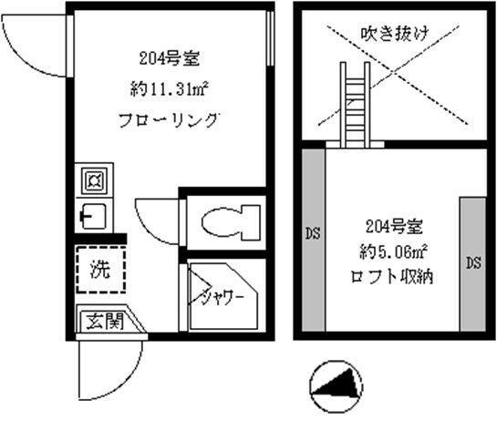 フェリスパンジー(ワンルーム/2階)の間取り写真