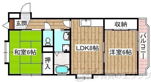アサヒパークハイツ(2LDK/3階)の間取り写真