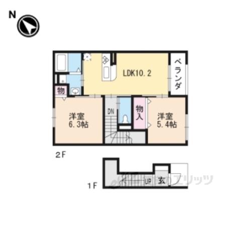 UNIVALY 誠(2LDK/2階)の間取り写真