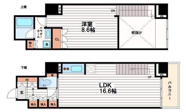 KDXレジデンス本町橋(1LDK/5階)の間取り写真