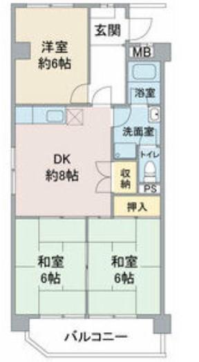 扶桑ハイツ2(3DK/4階)の間取り写真