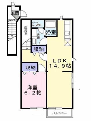 ハイツまる木(1LDK/2階)の間取り写真