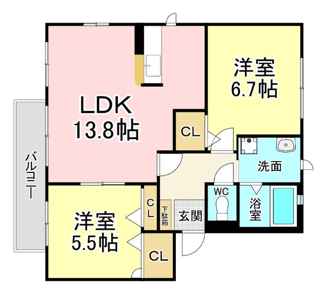 メゾンド・サンパティークA(2LDK/2階)の間取り写真