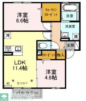 シャトレー・パイン(2LDK/2階)の間取り写真