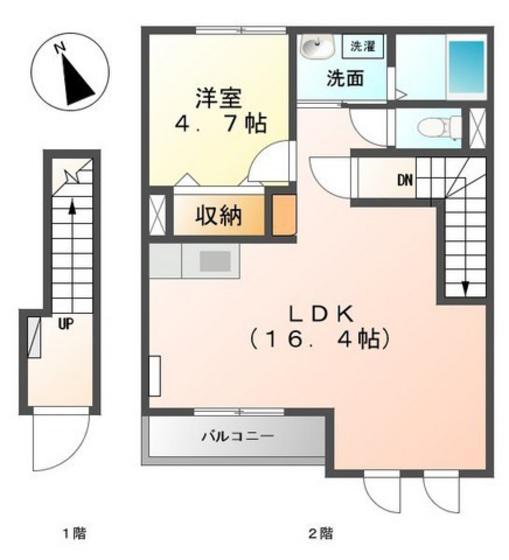 リベルテ(1LDK/2階)の間取り写真