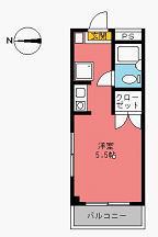 KSフラット(ワンルーム/2階)の間取り写真