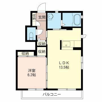 KAME HOUSE B(1LDK/1階)の間取り写真