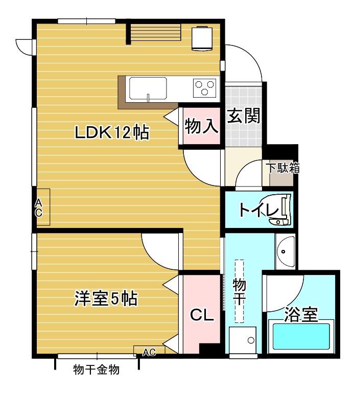 BRUNO(1LDK/1階)の間取り写真