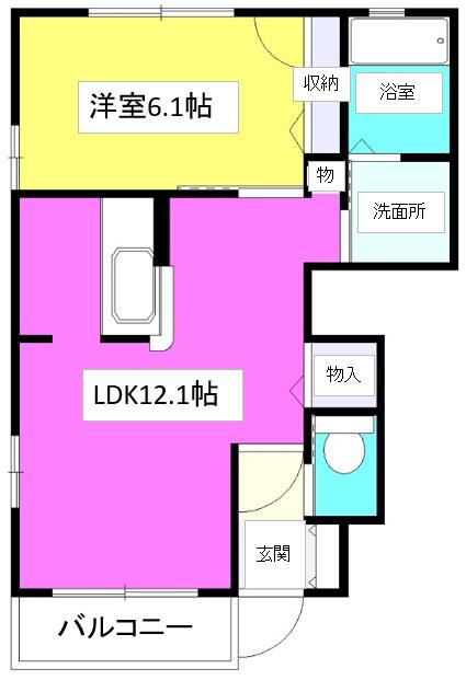 リジェールマレIII(1LDK/1階)の間取り写真