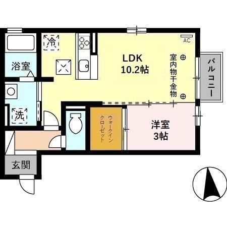 ポポラーレ(1LDK/1階)の間取り写真