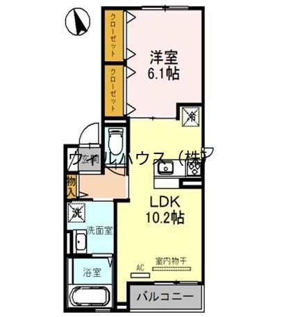 シンセリティ石津 B棟(1LDK/3階)の間取り写真