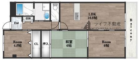 サンジョイ(3LDK/3階)の間取り写真