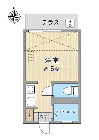 ハウスヤマグチ(ワンルーム/1階)の間取り写真