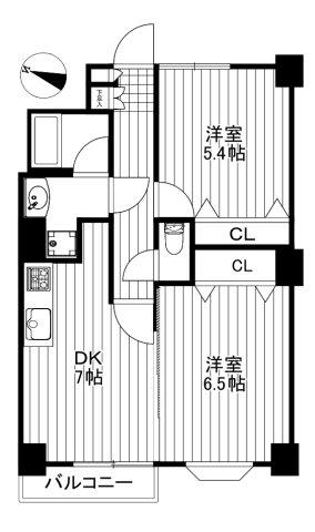 ワールドパレス三軒茶屋(2DK/2階)の間取り写真