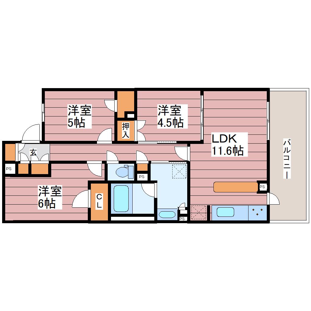 プレシスあすと長町(2SLDK/12階)の間取り写真