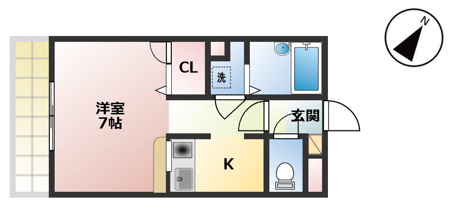 グリーンカーム(ワンルーム/1階)の間取り写真