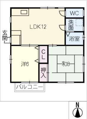 メルベーユ小坂A(2LDK/2階)の間取り写真