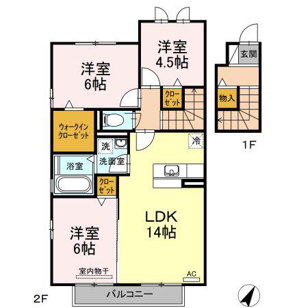 グランドフォレスト(3LDK/2階)の間取り写真