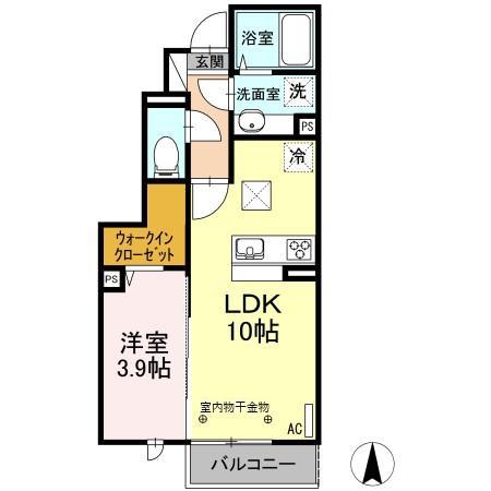 グランプラース G棟(1LDK/1階)の間取り写真