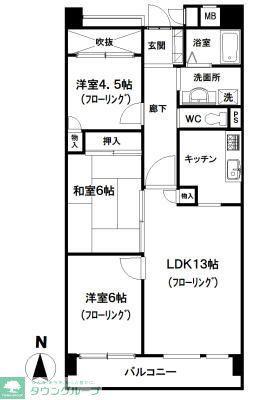 川口パークホームズプライムコート(3LDK/4階)の間取り写真