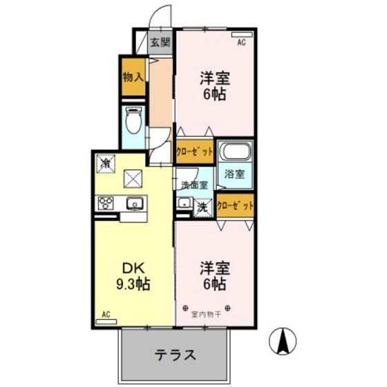 セジュールラソワ(2LDK/1階)の間取り写真