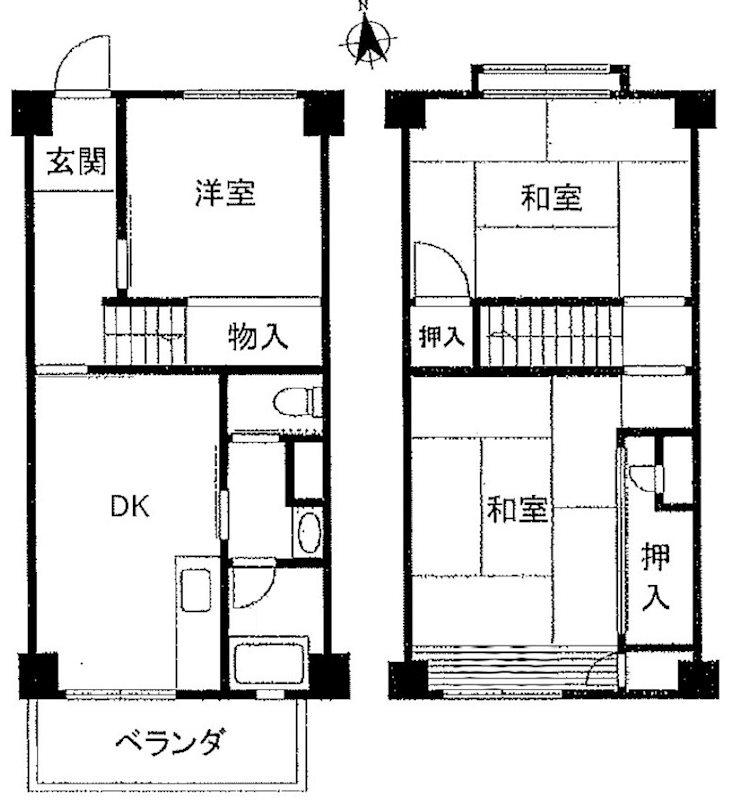 高丸ビル A棟(3DK/2階)の間取り写真