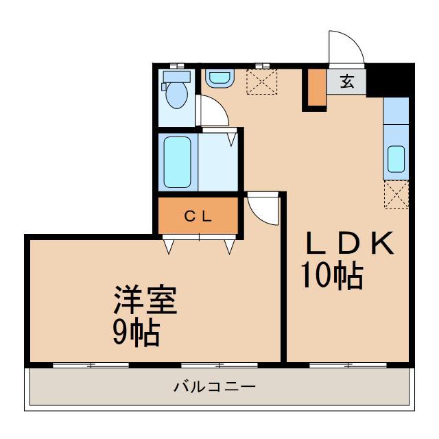 M6マンション(1LDK/3階)の間取り写真