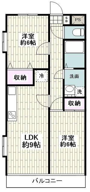 近藤リバティ(2LDK/2階)の間取り写真