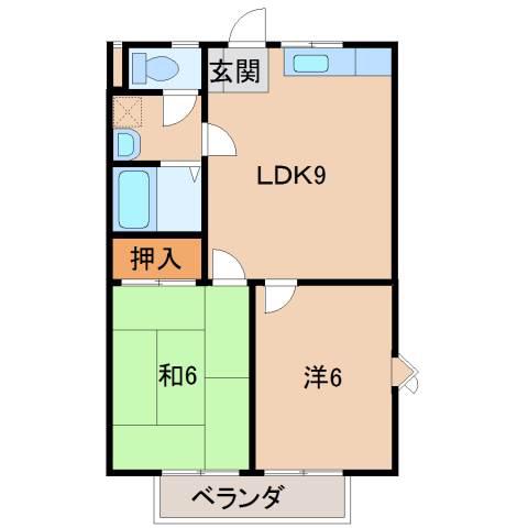 グリーンフル田尻(2LDK/2階)の間取り写真