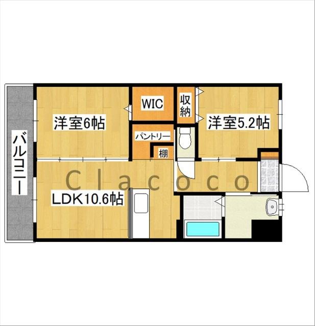 東武宇都宮線 東武宇都宮駅 徒歩18分 3階建 築4年(2LDK/2階)の間取り写真