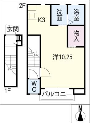 クレールメゾン(1K/2階)の間取り写真