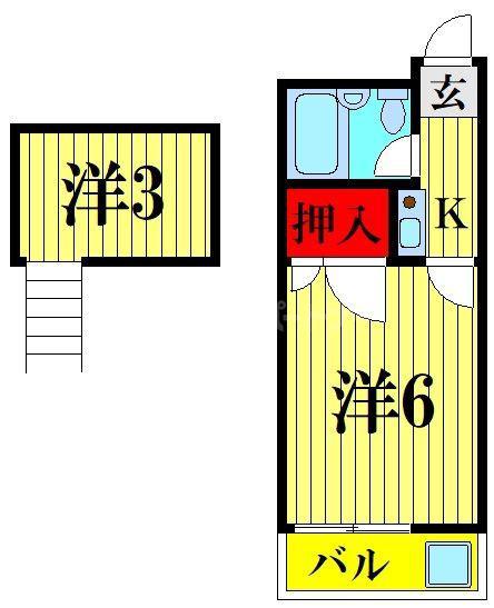 TKハイツ(1K/1階)の間取り写真