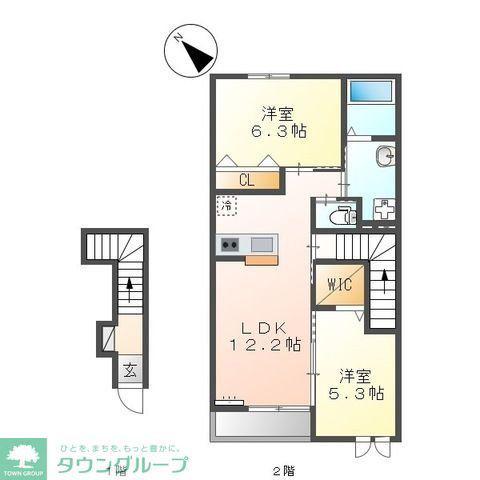 ルミナス ヴィレッジ(2LDK/2階)の間取り写真