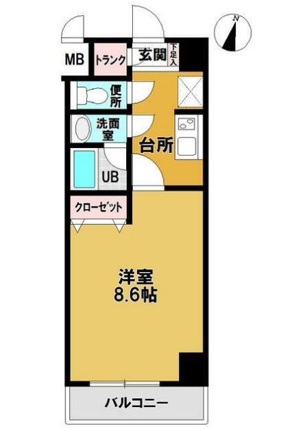 ナンカイパート1(1K/4階)の間取り写真