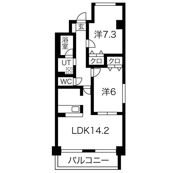 JACARANDA(2LDK/2階)の間取り写真