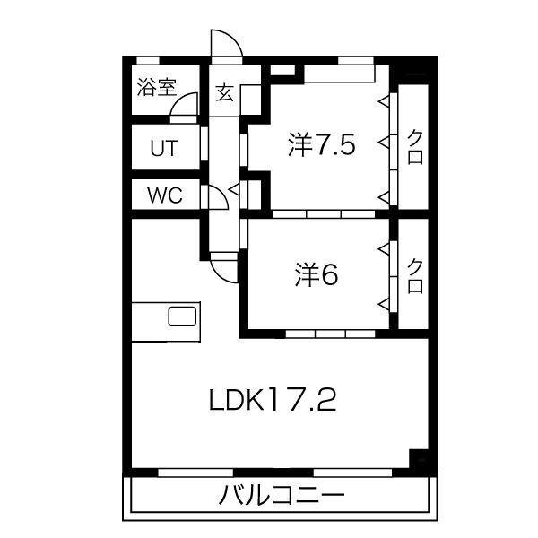 グレース篠木V(2LDK/3階)の間取り写真