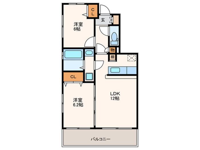 SOPHIA TOKUNAGA II(2LDK/1階)の間取り写真