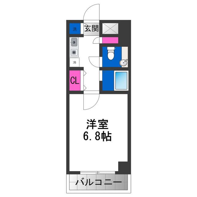 ジュネス東住吉(1K/2階)の間取り写真