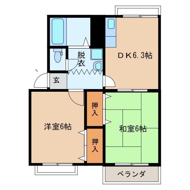 トータルハイム(2DK/1階)の間取り写真