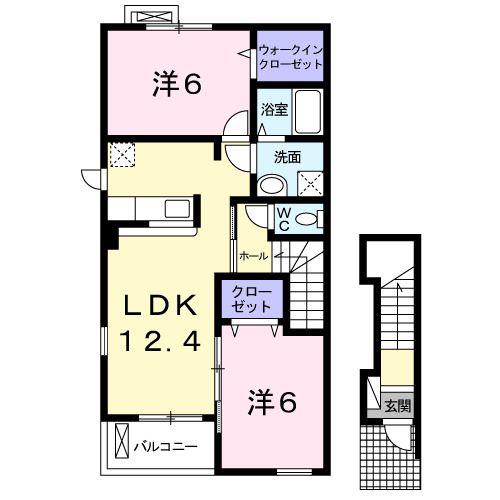 クレメゾン薬円台2(2LDK/2階)の間取り写真