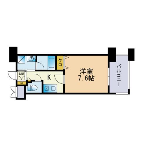 エンクレスト大博通APEX(1K/15階)の間取り写真