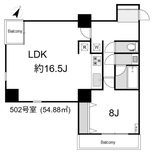 東急ドエル・アルス根津(1LDK/5階)の間取り写真