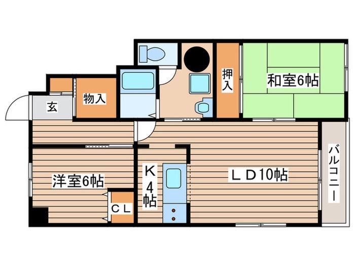 マンション天方39(2LDK/3階)の間取り写真