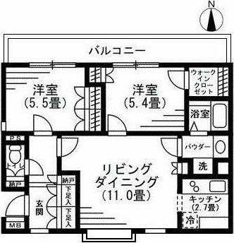 LANAI GRACE KUNITACHI(2LDK/3階)の間取り写真