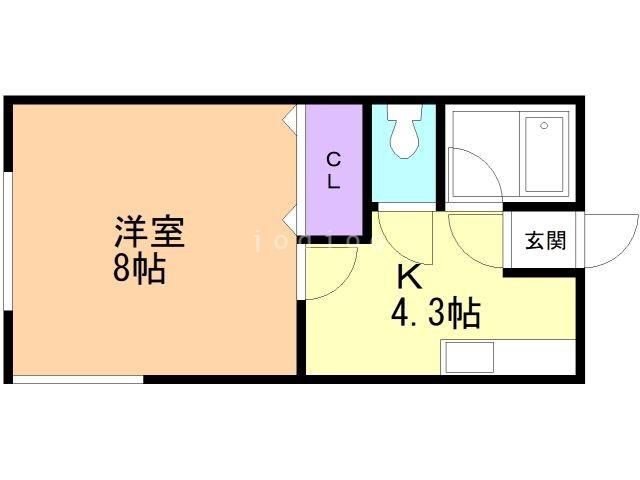 シティハイムK(1K/2階)の間取り写真